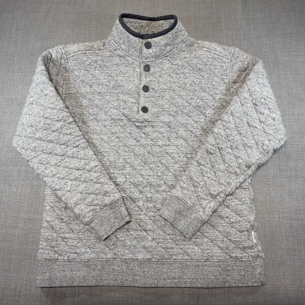 ROWM Quilted Snap Neck Pullover Sweatshirt Gray Men's Medium Cotton Blend Party